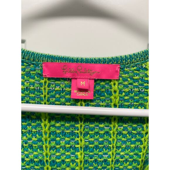 Lilly Pulitzer Simora cardigan Evergreen exotic tweed size Medium - Picture 2 of 7